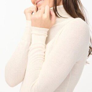J. Crew Factory Sweater Womens Merino Wool-Blend Turtleneck Ivory‎ Size XXS NEW